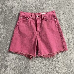 Rag & Bone Shorts‎ Womens 28 Maya High Rise 6" Shorts Fuchsia 90s Style Raw Hems